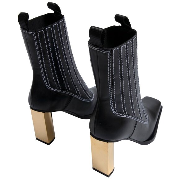 AMINA MUADDI Anok gathered leather knee boots | NET-A-PORTER Proenza Schouler Square Toe Block Heel Ankle Boots (Amina Muaddi) : US 9 EU 39